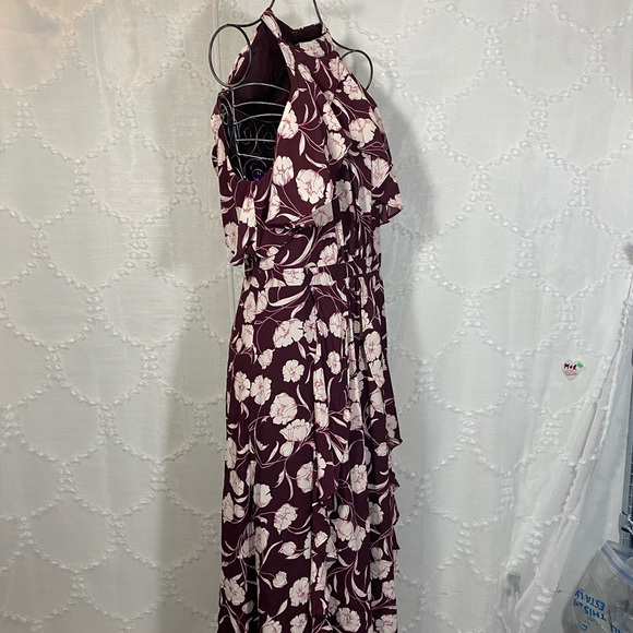 LC Lauren Conrad runway burgundy floral midi dress size 10 - machine washable! - Picture 6 of 10
